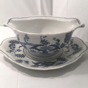 Blue Danube Double Spout gravy Boat Under Plate